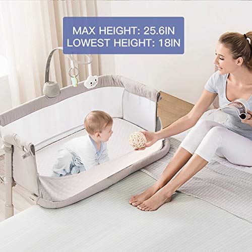 RONBEI Baby Bassinet, Bedside Sleeper, Baby Bed Cribs, Newborn Baby Crib, Adjustable Portable Bed