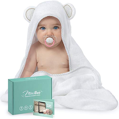 Miniboo Organic Bamboo Ultra Soft and Super Absorbent Hooded Baby Towel